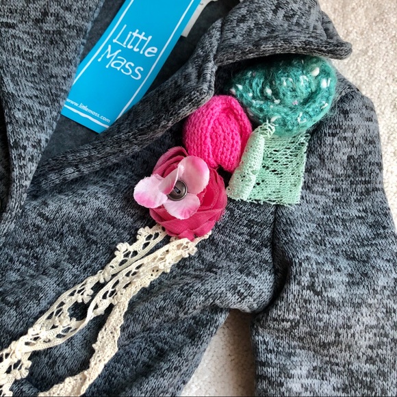 Little Mass Knit Fall Jacket with Flowers - Picture 2 of 5